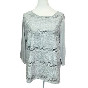 J Jill Textured Floral Blouse Gray